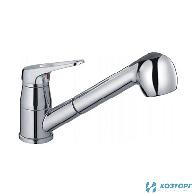 Смеситель д/кухни  HAIBA 6013, шаровый, хром, изли выдвижная лейка, п/шп, D35 (1/10)