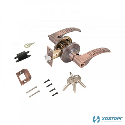 Защёлка-ручка АЛЛЮР СТАНДАРТ 8510 ЕТ AС Медь / С ключом / С фиксатором 10132 (1/20)