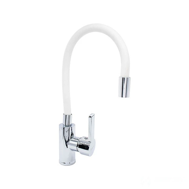 Смеситель  д/кухни Kranar KC 2626WHITE-N, шаровый, белый, излив гибкий силиконовый, п/г (1/10)
