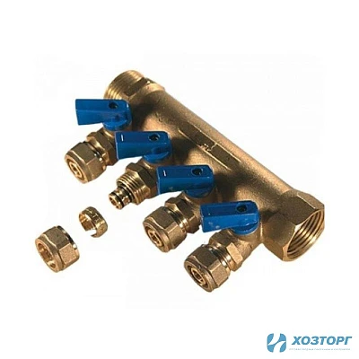 Коллектор с кранами 1" на 20 на 4 крана TIM 200-1(4)-20 (1/5)