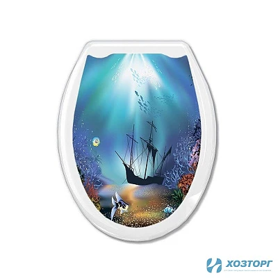 Сиденье для унитаза жесткое (фотопринт)  КОРАБЛЬ (1/10)