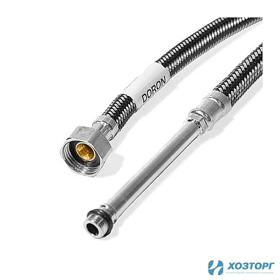 Подводка д/смесит  DORON с оплетением из нержавейки и фибро-нейлона 1/2 М10  60 см штуцер 100мм (2/150)