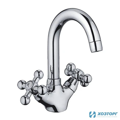 Смеситель д/кухни CRON 1319, 1/2 керамика, хром, излив толстый гусак, п/шп (1/10)