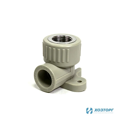 Угольник комбинированный вн.рез. 20*1/2 с креплением Walton серый (5/180)