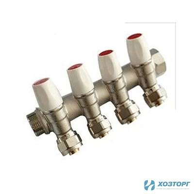 Коллектор с регулирующими вентилями под 45°, 3/4"г/ш х 16ц - 4 вых. MR135N-3/4-C-4 TIM (4/16)