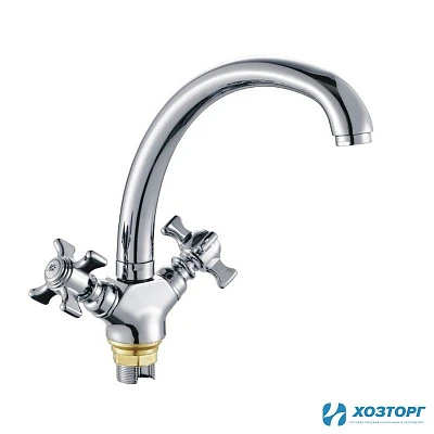 Смеситель д/кухни  HAIBA 4724 ,1/2 керамика, хром, излив высокий, п/шп (1/10)