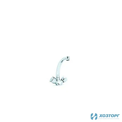 Смеситель д/к DORON D4809 керамика, хром, излив толстый гусак, п/г (2/20)