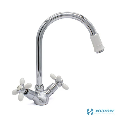 Смеситель  д/кухни DORON DС 1714W-N, 1/2 керамика, белый, излив стандартный, п/г (1/10)