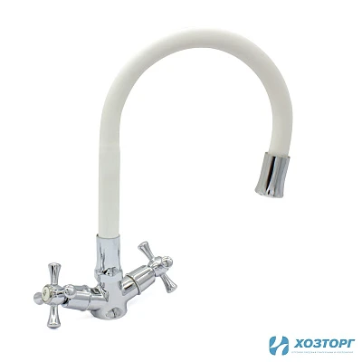 Смеситель  д/кухни Kranar KC 1603W-N, 1/2 керамика, белый, излив гибкий силиконовый, п/г, без подводки (2/20)