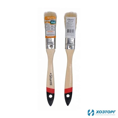 Кисть малярная плоская  20мм (3/4"), с деревянной, натуральная щетина STURM 9040-06-20 (12/12)