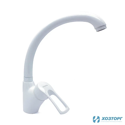 Смеситель  д/кухни DORON DС 2420W-N, шаровый, белый, излив высокий, п/г (1/10)