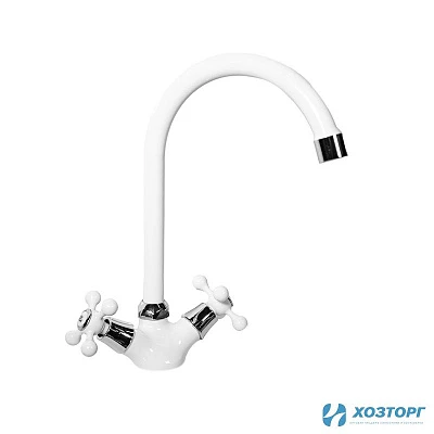 Смеситель  д/кухни DORON DС 1716W-N , 1/2 керамика, белый/хром, излив  стандартный, п/г (1/10)