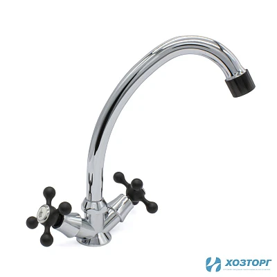 Смеситель  д/кухни DORON DС 1714B-N, 1/2 керамика, черный, излив стандартный, п/г (1/10)