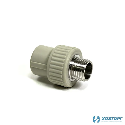 Муфта комбинированная нар.рез. 20х3/4" WALTON серый (10/220)