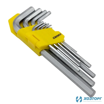 Набор ключей шестигранников  9 предметов, HEX 1.5-10 мм, CrV, удлиненные СИЛАЧ ПРОФИ (6/36)