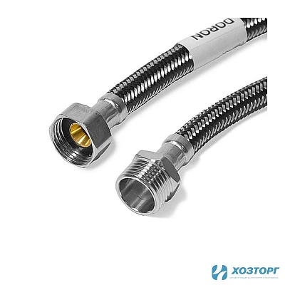 Подводка д/воды  DORON с оплетением из нержавейки и фибро-нейлона 1/2 г/ш   80 см (5/100)