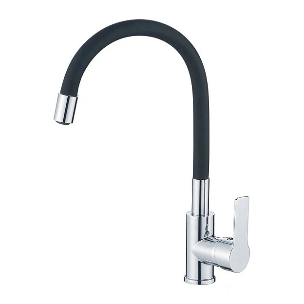 Смеситель  д/кухни DORON DC 2655BLACK-N, шаровый, черный, излив гибкий силиконовый, п/г (1/10)