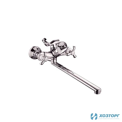 Смеситель д/ванны CRON 2112 1/2  керамика, хром, излив 30F, шаровый перек.душа (1/10)