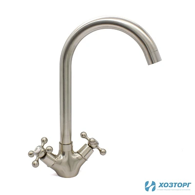 Смеситель  д/кухни DORON DС 1913S, 1/2 керамика, сатин, излив высокий, п/ш (1/10)