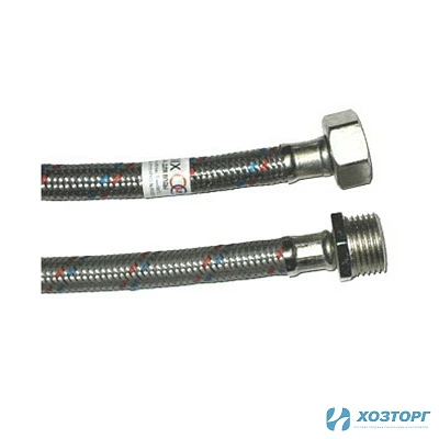 Гибкая подводка для воды ELKA оплетка нейлон в ПВХ, фитинги стальные, 1/2", г/г, 100см. (10/50)