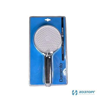 Лейка д/душа DAMENTO SD03.09W, 3 режима, диаметр 130 мм, белая/хром, блистер (1/20)