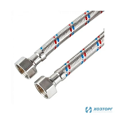 Гибкая подводка для воды ELKA оплетка нейлон в ПВХ, фитинги стальные, 1/2", г/г,  40см. (10/100)