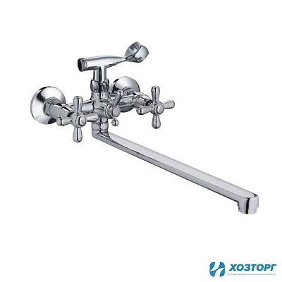 Смеситель д/ванны  HAIBA 2125 1/2 керамика, хром, излив 35F, шаровый перек.душа (1/10)