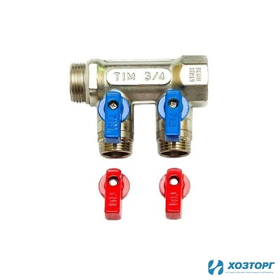 Коллектор с кранами 3/4" на 16 на 2 крана TIM 200-3/4(2) (1/14)