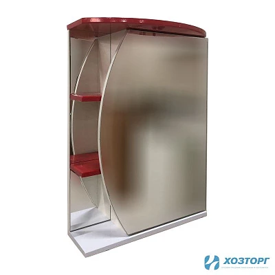 Шкаф-зеркало для ванной ВЕСНА 500 белый/красный, правое (без подсветки) 3002 (BAER) (1/1)