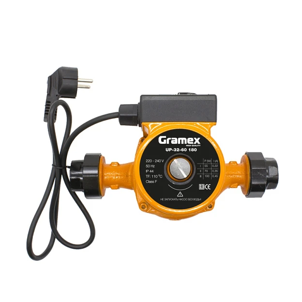 Насос циркуляционный  GRAMEX UP-32-60, 180мм, напор 6м, 100Вт, подключение 1 1/4" с проводом (1/8/224)