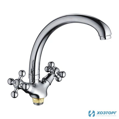 Смеситель д/кухни CRON 4219-2, 1/2 керамика, хром, излив толстый гусак, п/г (1/10)